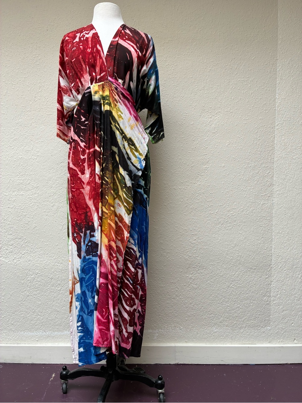 Osei Duro Rainbow/Multicolor Printed Wrap Dress